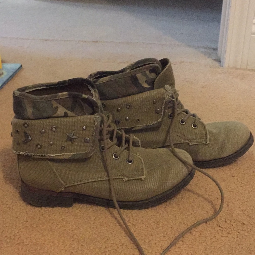 Army Green Boots (missing  charm on both boots)